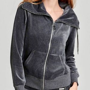 Michael Kors Gray Velour Mock Neck Zip-Up Sweatshirt Jacket